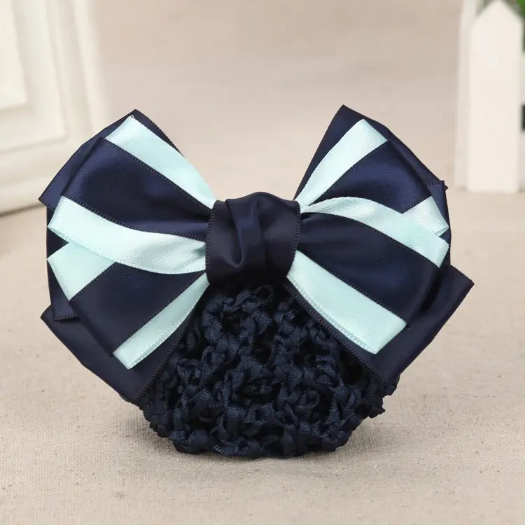 Navy Blue Bow Hairnet for Women - 1 Pc Professional Hair Accessory - Image 11