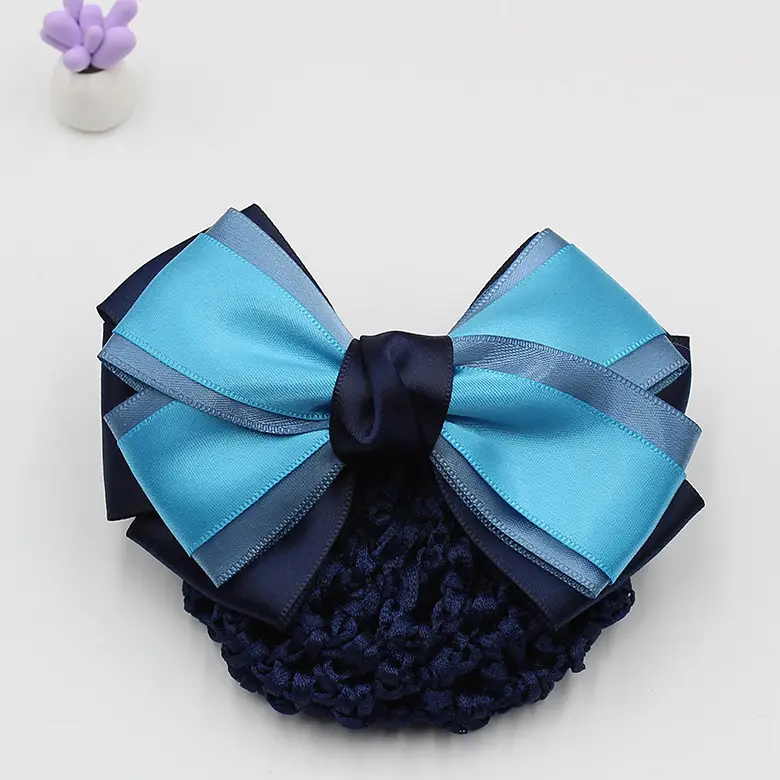 Navy Blue Bow Hairnet for Women - 1 Pc Professional Hair Accessory - Image 12