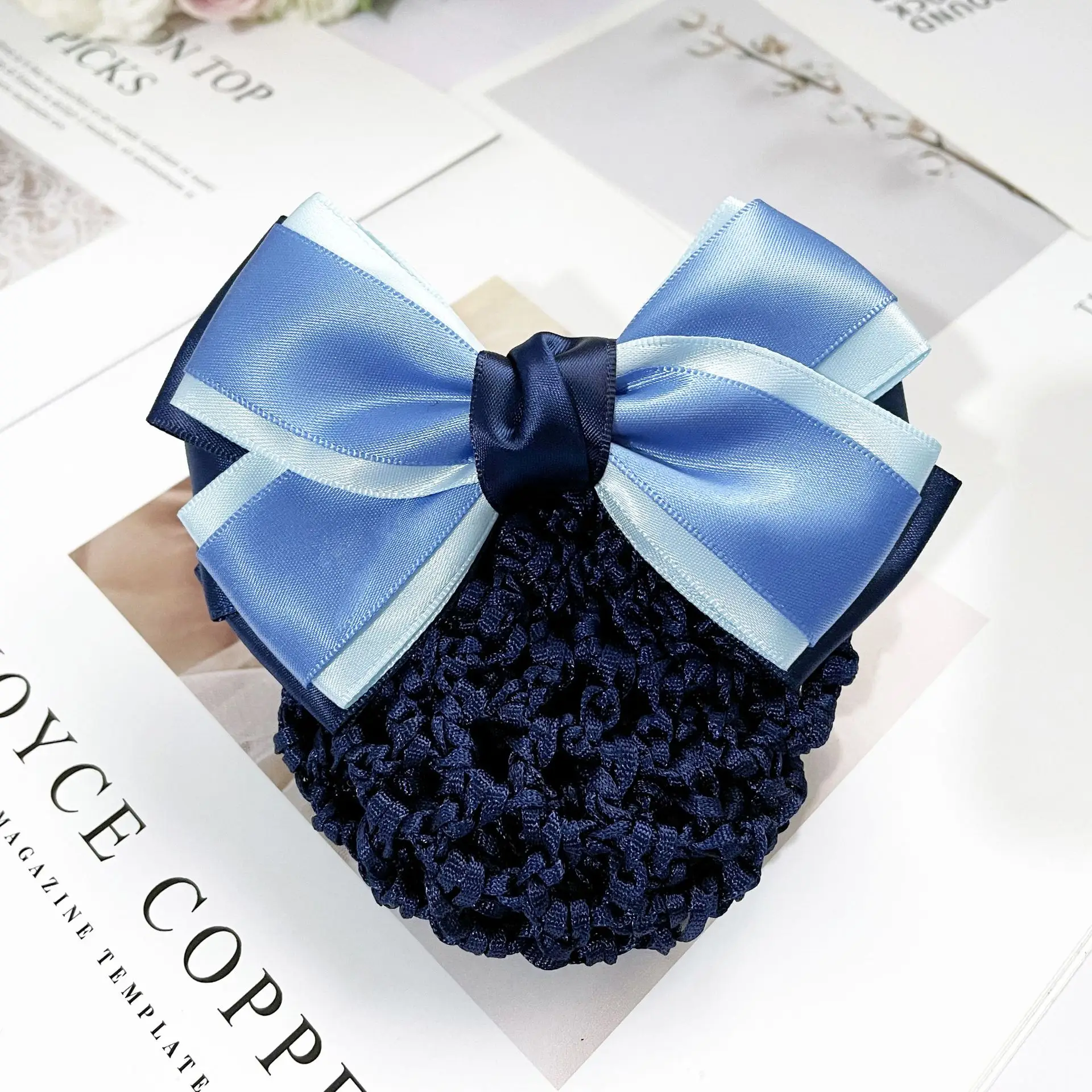 Navy Blue Bow Hairnet for Women - 1 Pc Professional Hair Accessory - Image 13