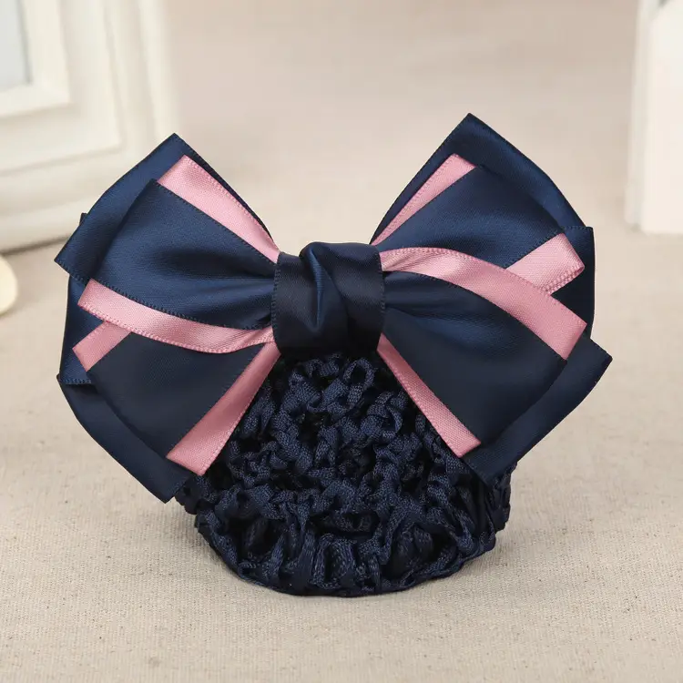 Navy Blue Bow Hairnet for Women - 1 Pc Professional Hair Accessory - Image 3