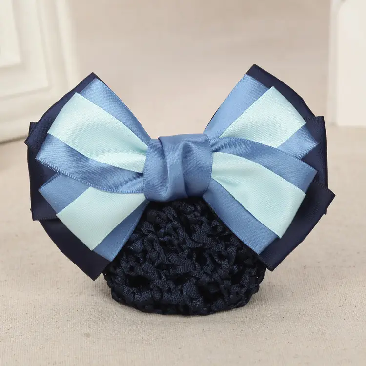 Navy Blue Bow Hairnet for Women - 1 Pc Professional Hair Accessory - Image 4