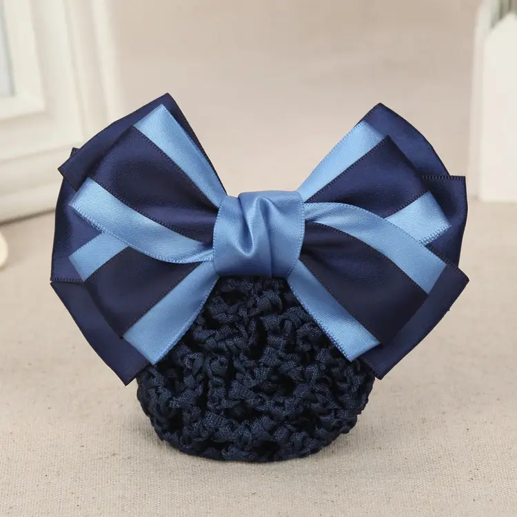 Navy Blue Bow Hairnet for Women - 1 Pc Professional Hair Accessory - Image 9