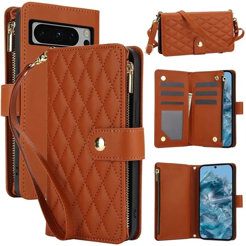 Multi-Color Leather Zipper Phone Case for Pixel 10Pro/9Pro - Image 11