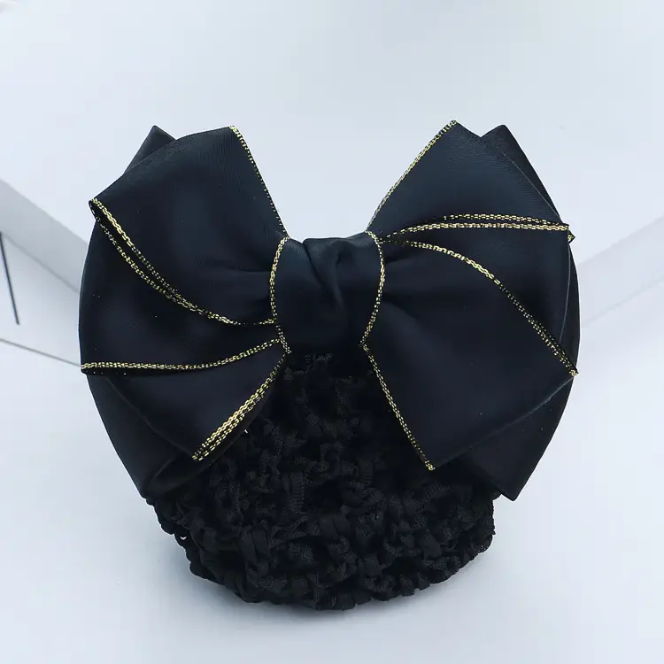 Professional Head Flower Hairpin with Gold Edge Bow - Image 4