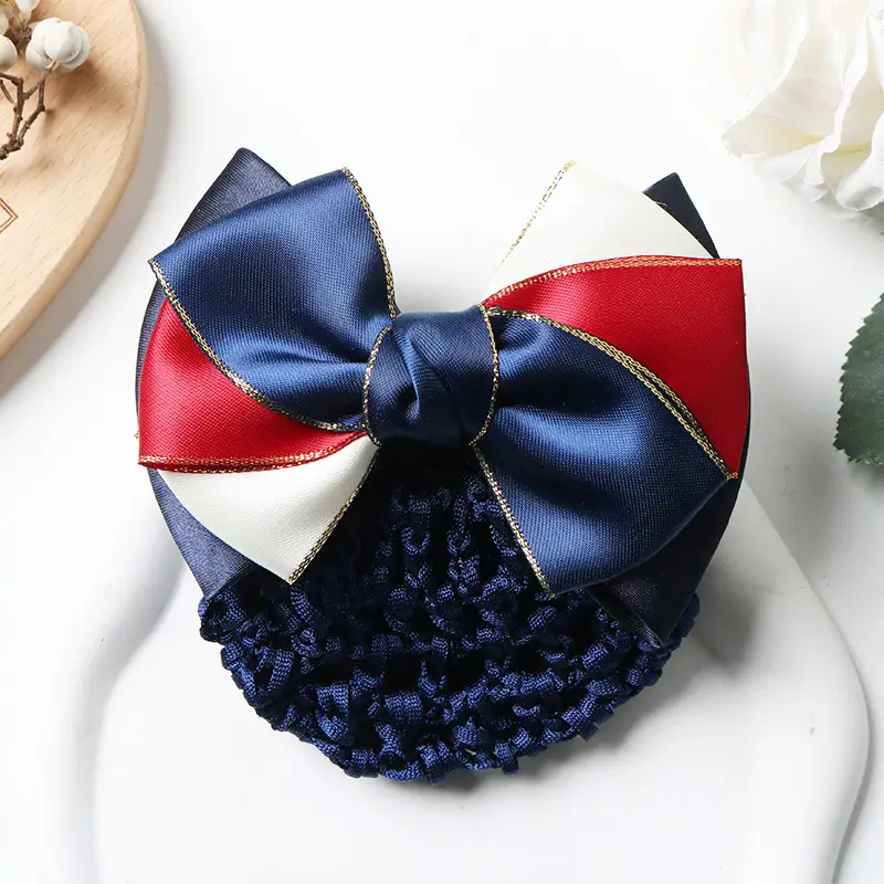 Professional Head Flower Hairpin with Gold Edge Bow - Image 2