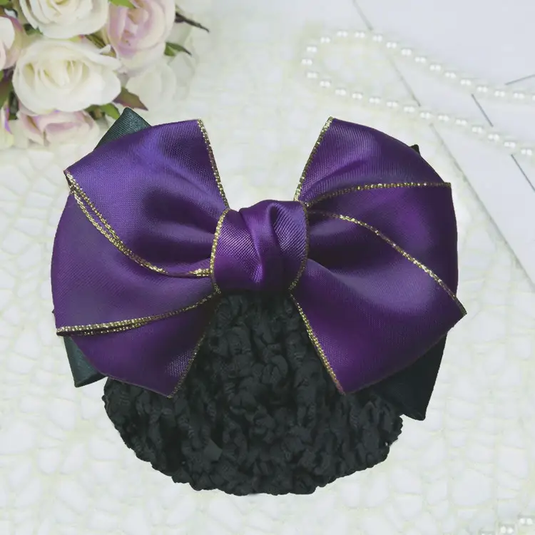 Professional Head Flower Hairpin with Gold Edge Bow - Image 7