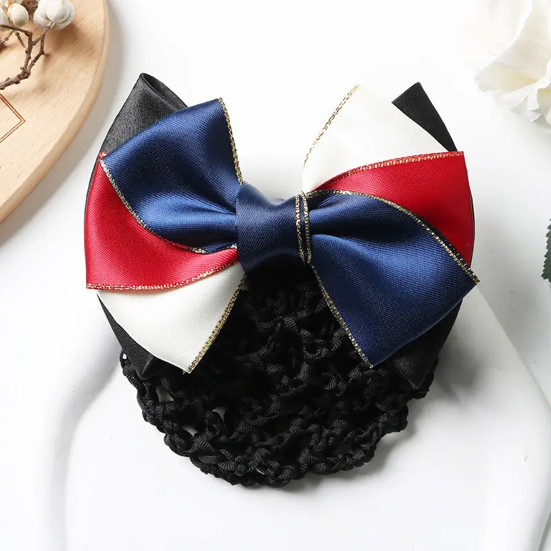 Professional Head Flower Hairpin with Gold Edge Bow - Image 9
