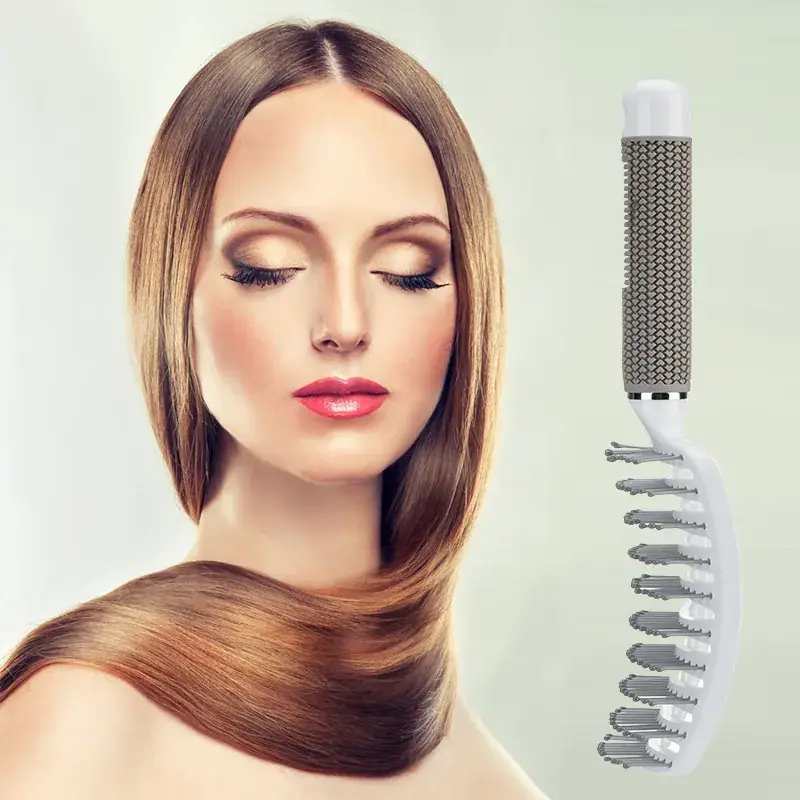 Curved Hair Brush for Straightening & Curling