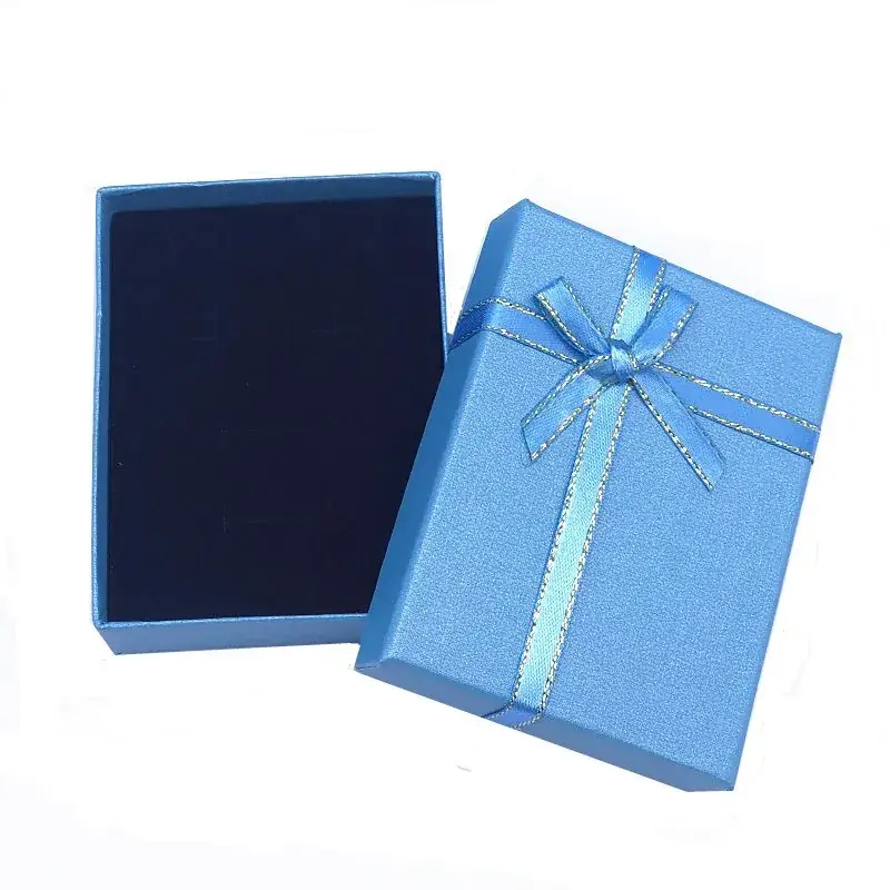 Blue Bowed Jewelry Box with Ribbon Decor