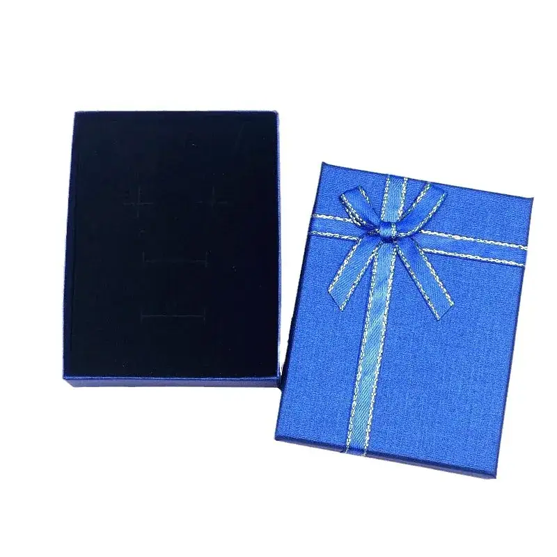 Blue Bowed Jewelry Box with Ribbon Decor