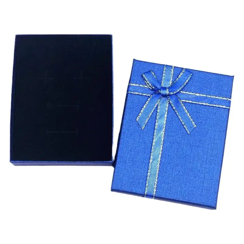 Blue Bowed Jewelry Box with Ribbon Decor