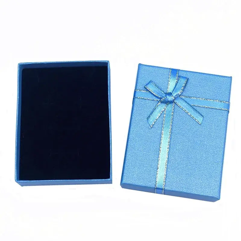 Blue Bowed Jewelry Box with Ribbon Decor