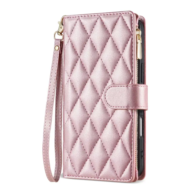 Pink Chanel-Style Multi-Card Phone Case with Crossbody Strap - Image 2