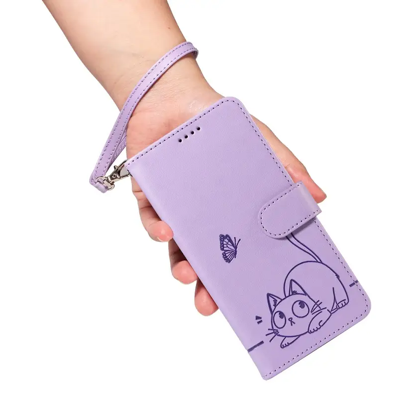 Lucky Embossed Leather Phone Case Mint Blue - Image 11
