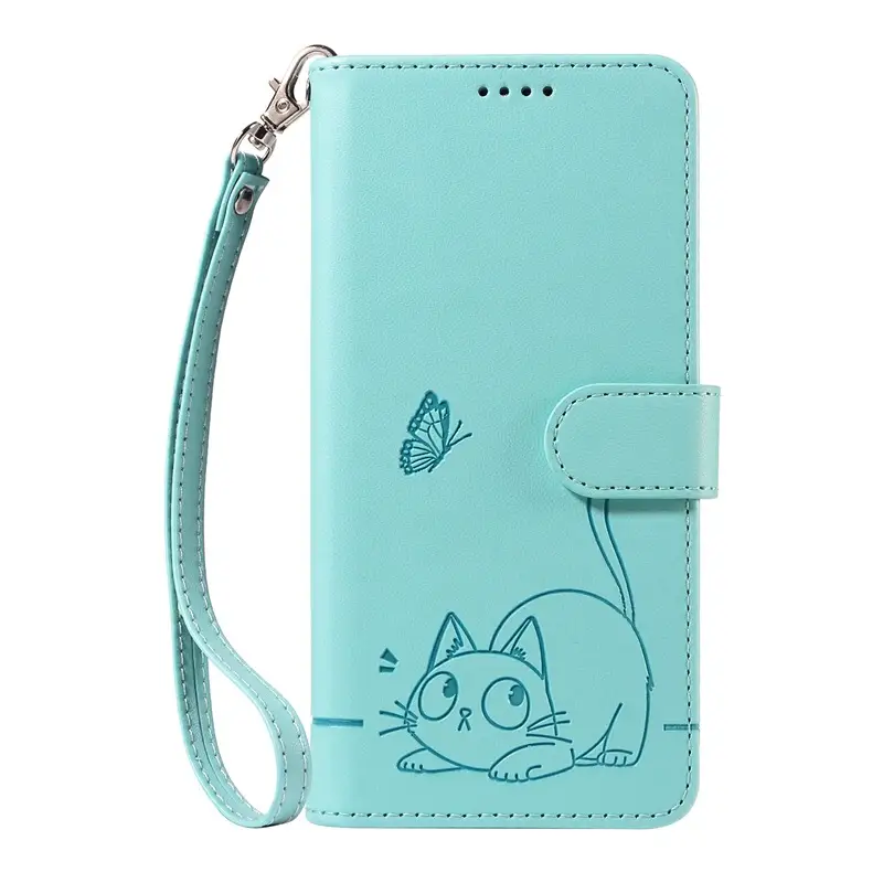 Lucky Embossed Leather Phone Case Mint Blue - Image 2