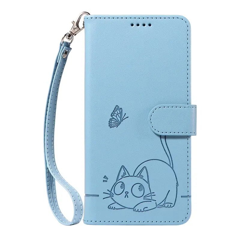 Lucky Embossed Leather Phone Case Mint Blue - Image 4