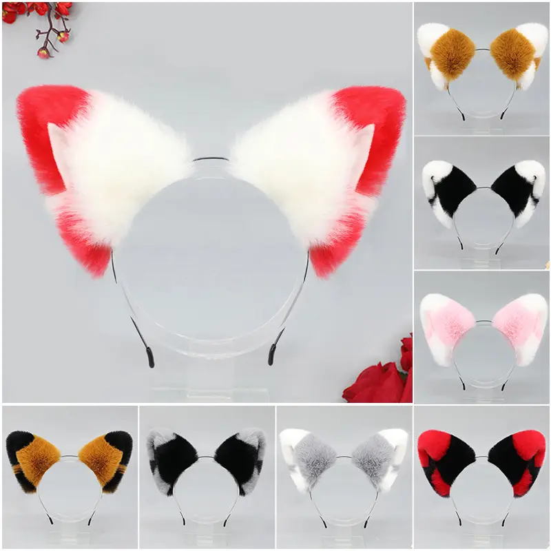 Cute Cat Ear Hairband with White Fur End - Image 56