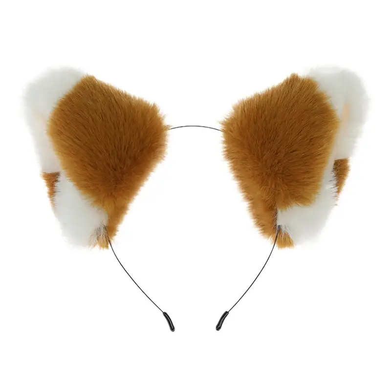 Cute Cat Ear Hairband with White Fur End