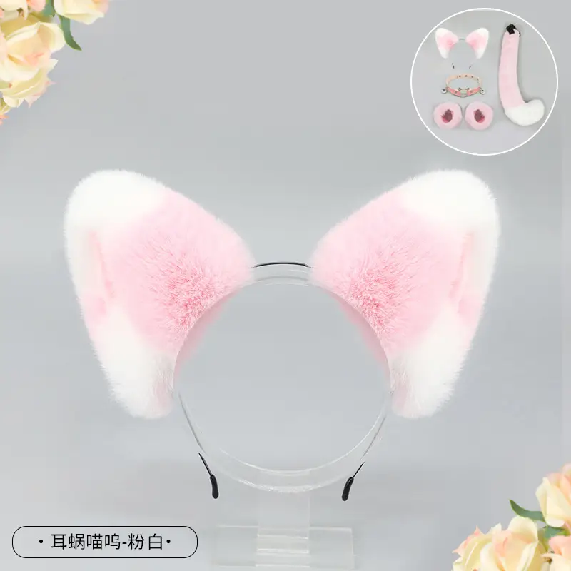 Cute Cat Ear Hairband with White Fur End - Image 10