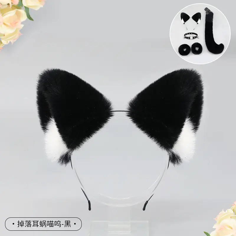 Cute Cat Ear Hairband with White Fur End - Image 15