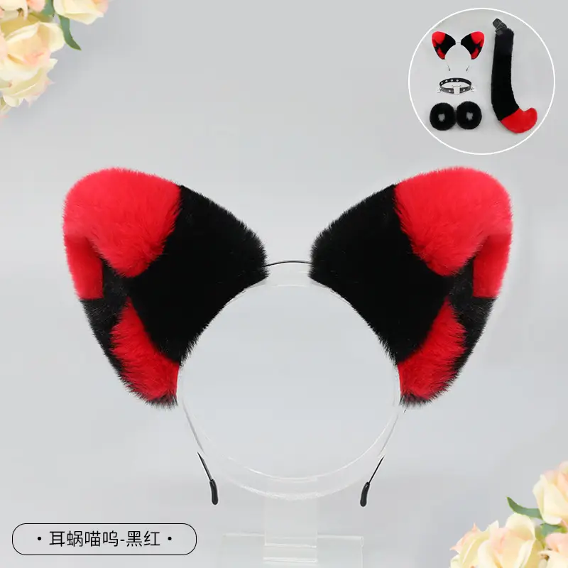 Cute Cat Ear Hairband with White Fur End - Image 2