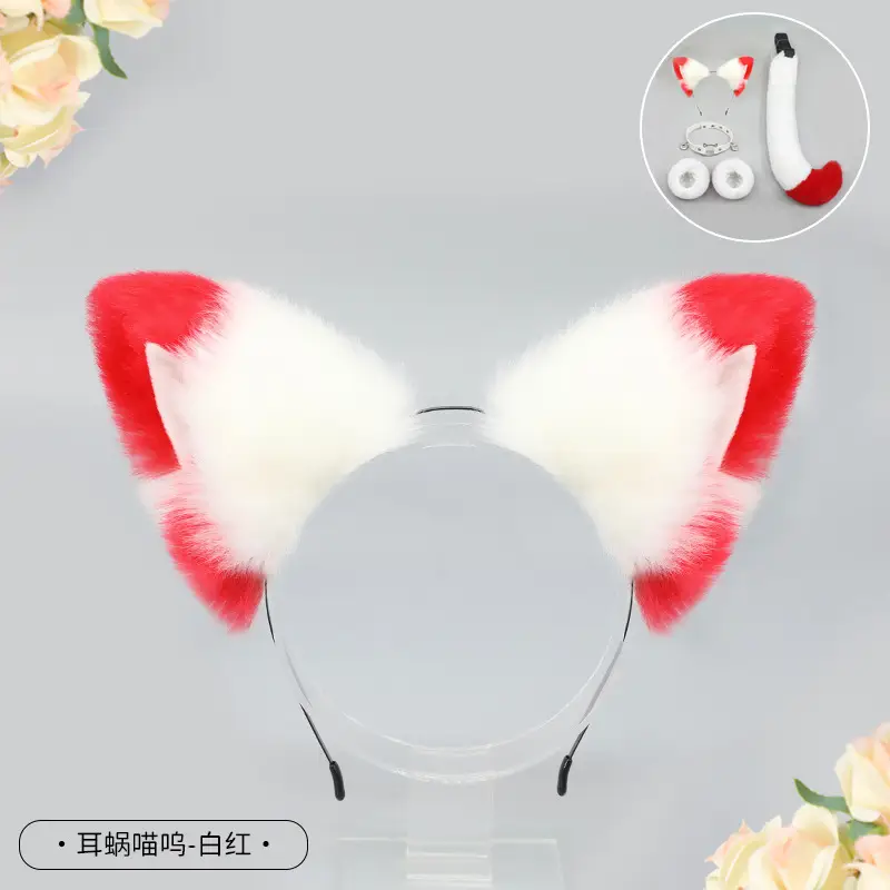 Cute Cat Ear Hairband with White Fur End - Image 4