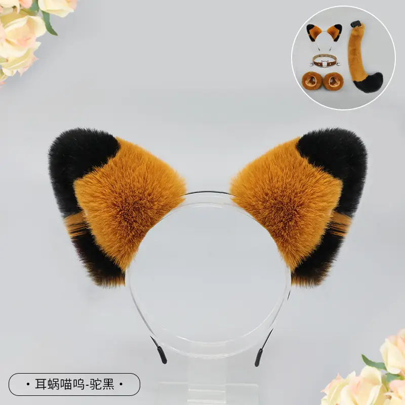 Cute Cat Ear Hairband with White Fur End - Image 5