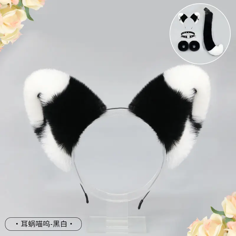 Cute Cat Ear Hairband with White Fur End - Image 7