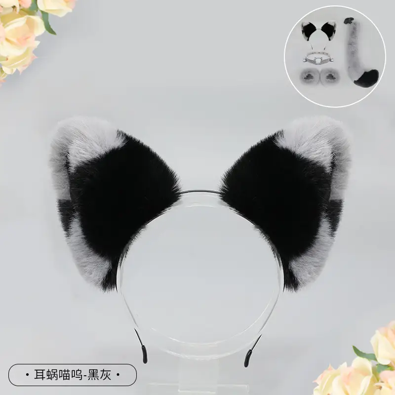 Cute Cat Ear Hairband with White Fur End - Image 8