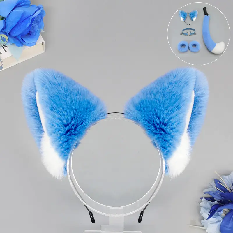 Cute Cat Ear Hairband with White Fur End - Image 9