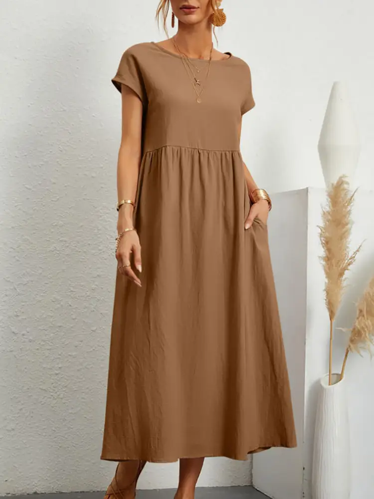Women's Maroon Sleeveless Cotton Dress 2024 - Image 10