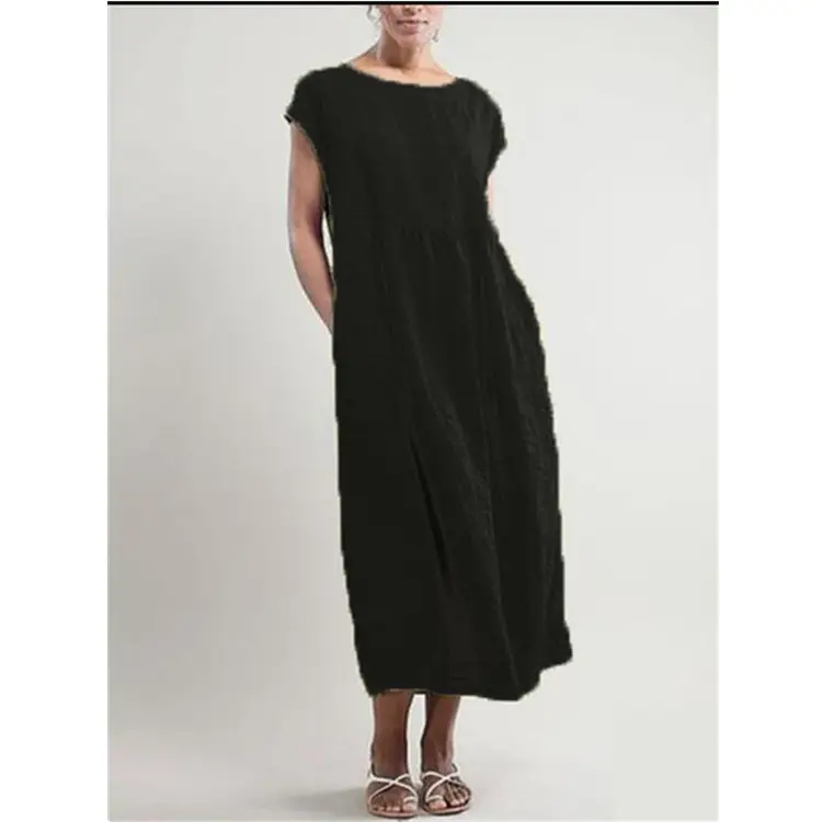 Women's Maroon Sleeveless Cotton Dress 2024 - Image 3