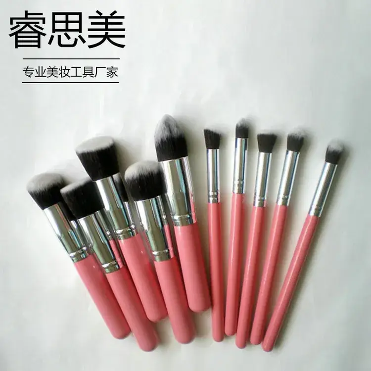 10 Pcs Pink Hairbrush Set for Makeup Application