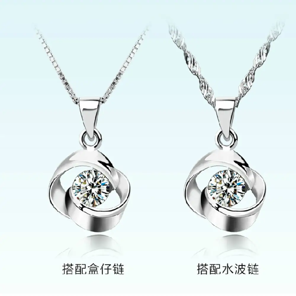 Silver Plated Rotating Love Pendant Necklace for Women