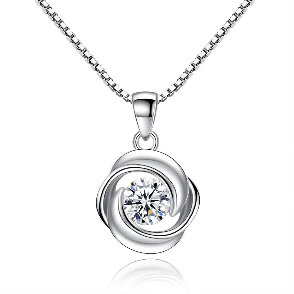 Silver Plated Rotating Love Pendant Necklace for Women
