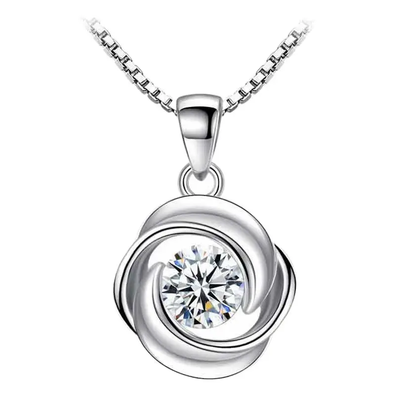Silver Plated Rotating Love Pendant Necklace for Women