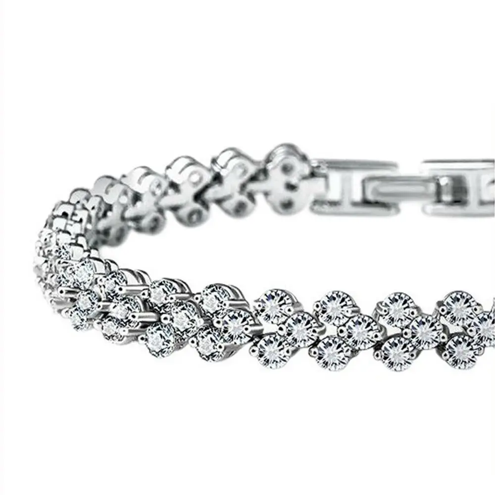 Silver Plated Roman Zircon Bracelet for Women