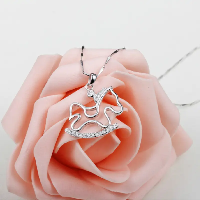 Wei Hua Women's Trojan Horse Necklace with Crystal Clasp - Image 3