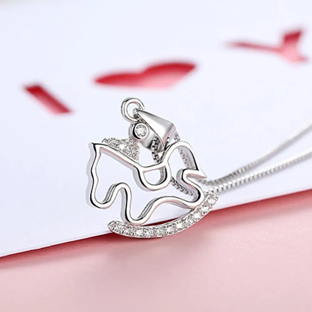 Wei Hua Women's Trojan Horse Necklace with Crystal Clasp - Image 4