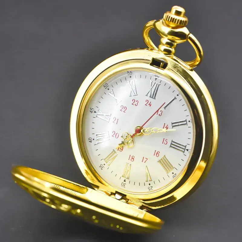 Factory Watch Wholesale Black Retro Roman Numeral Flower Pocket Watch Gift - Image 3