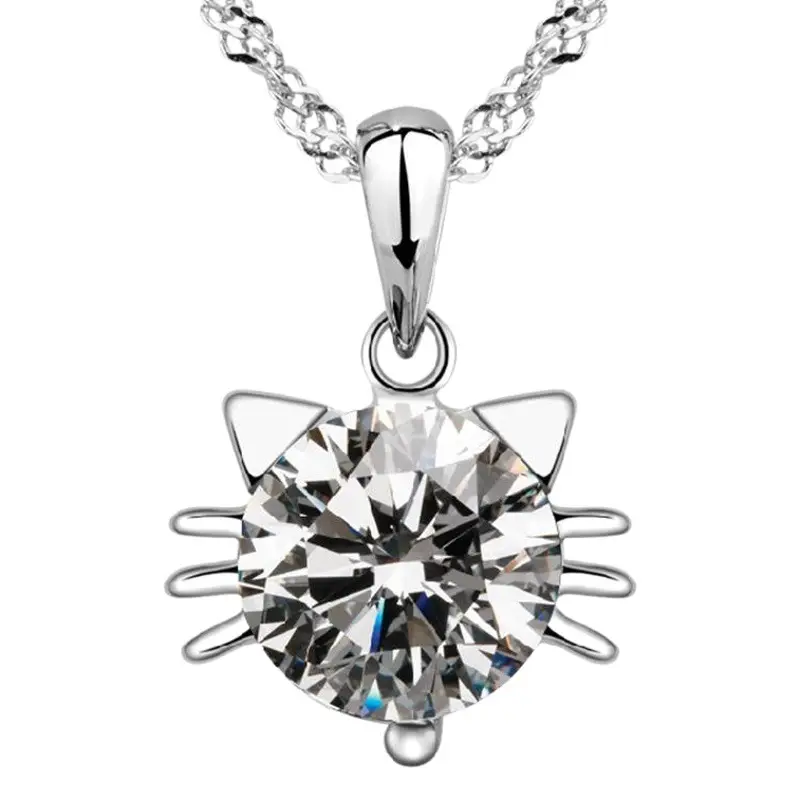 Silver Cat Elf Necklace Pendant for Women