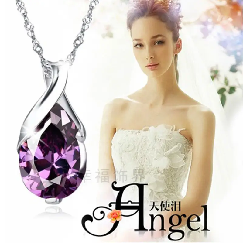 Purple Zircon Angel Tears Pendant Electroplated - Image 2