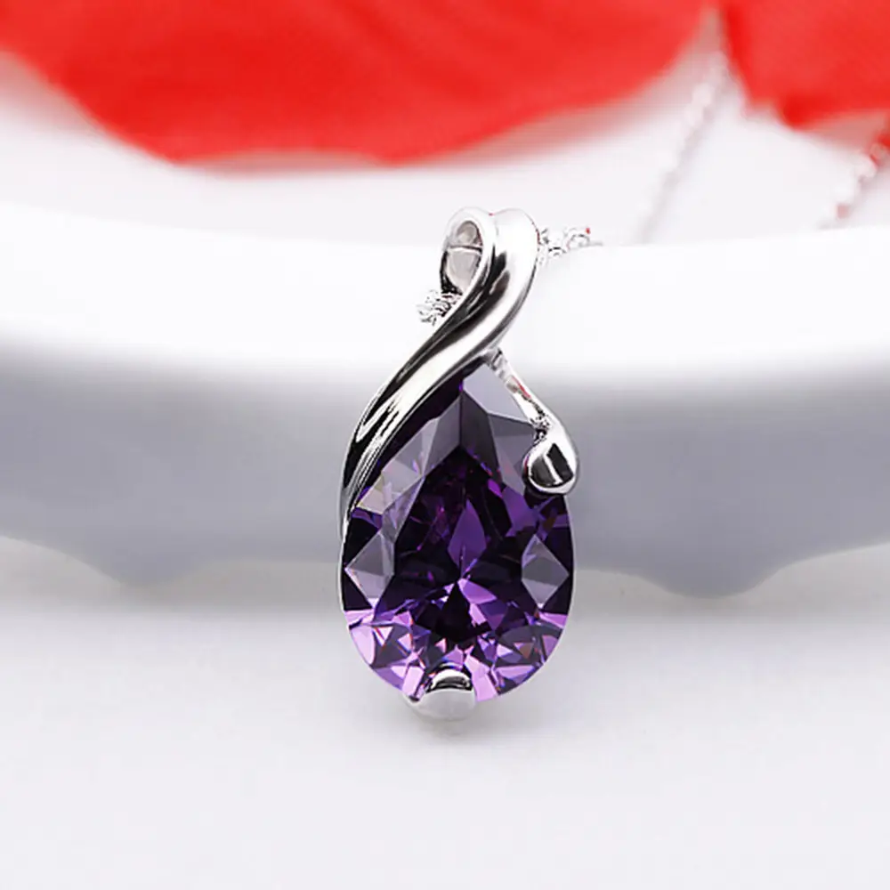 Purple Zircon Angel Tears Pendant Electroplated - Image 3