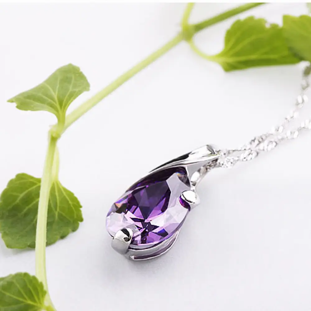 Purple Zircon Angel Tears Pendant Electroplated - Image 4