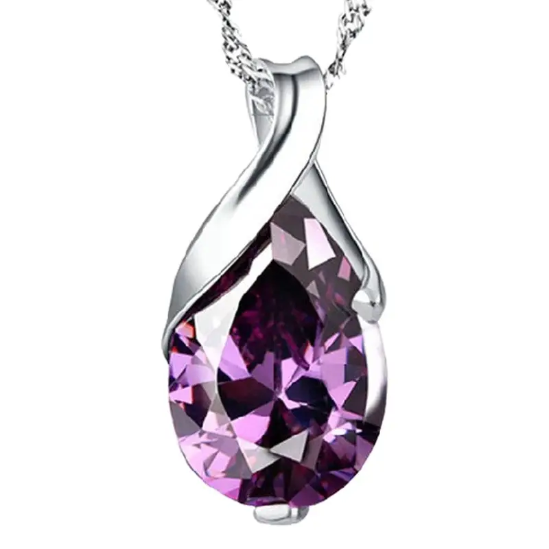 Purple Zircon Angel Tears Pendant Electroplated