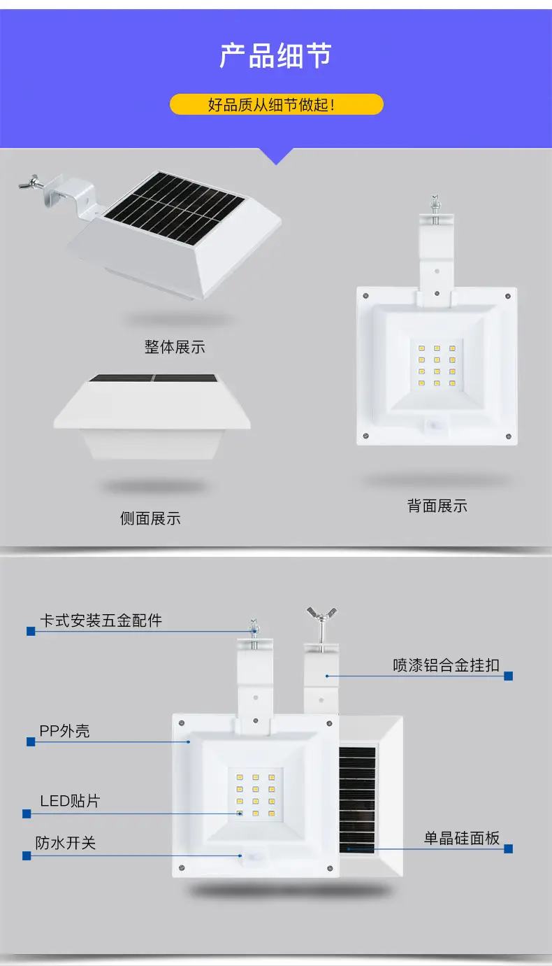 12LED Solar Wall Light Waterproof Outdoor High Brightness — feature 17