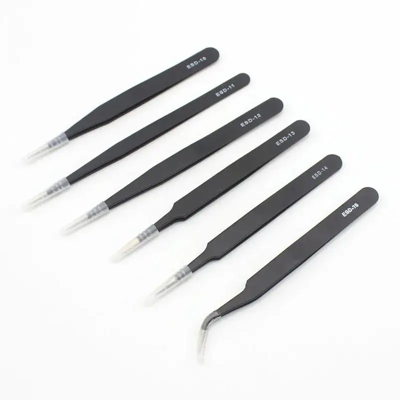 Swiss Black ESD-Tweezers 6 Pcs Stainless Steel - Image 2
