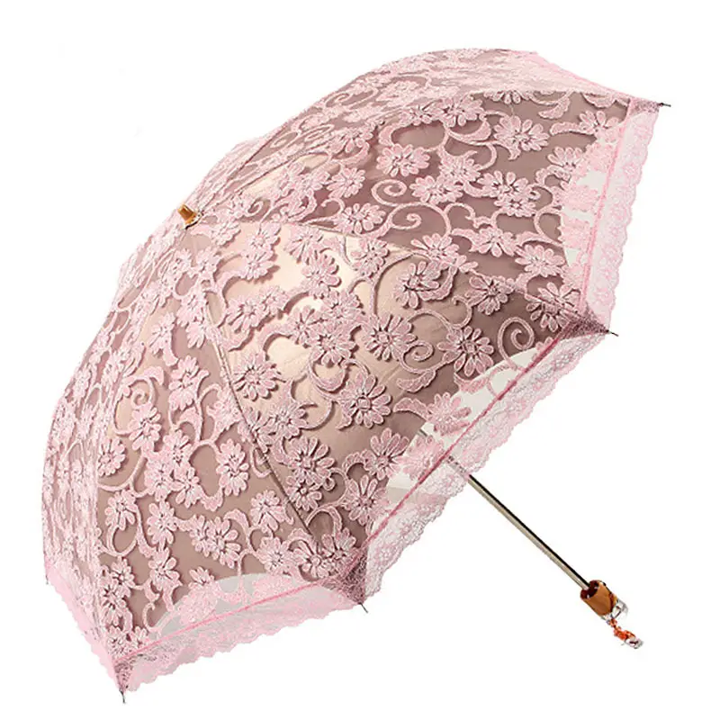 Lace Vinyl Anti-Uv Umbrella Black White - Image 8