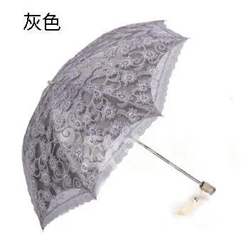 Lace Vinyl Anti-Uv Umbrella Black White - Image 3