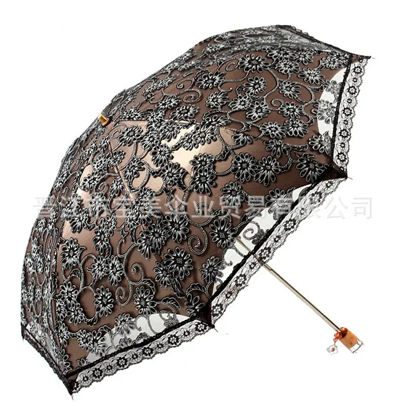 Lace Vinyl Anti-Uv Umbrella Black White - Image 4